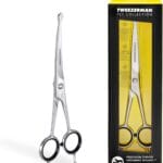 Tweezerman 7" Pet Grooming Scissors with Safety Round Tips, Professional Curved Grooming Shears for Dogs and Cats