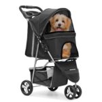 3-Wheel Pet Stroller with Storage, and Waterproof Cover