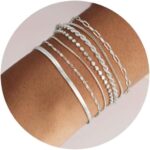 Kyerlyn Silver Bracelets for Women Trendy Waterproof Silver Dainty Bracelet Stack Adjustable Layered Bracelet Set Minimalist Fashion Jewelry