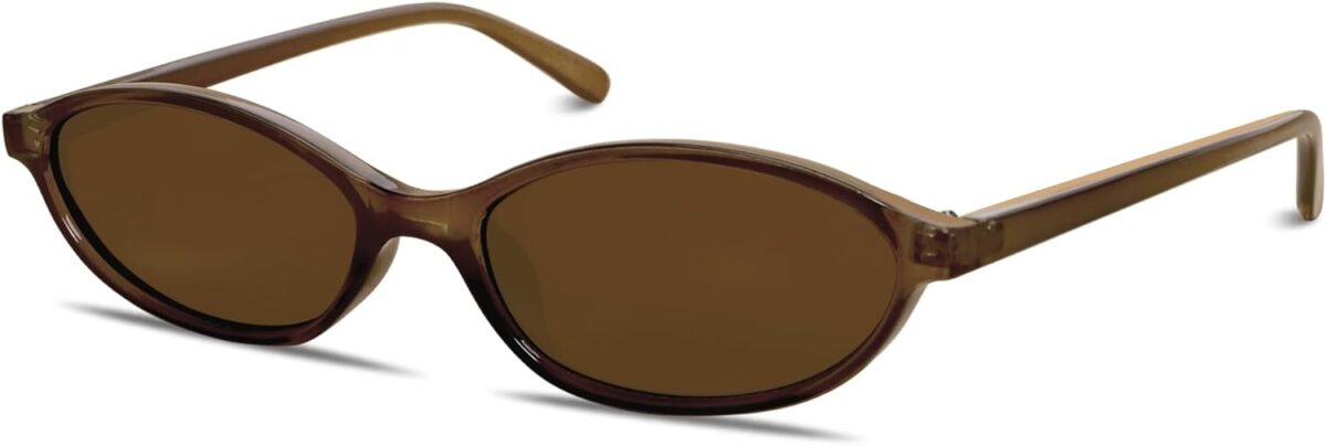 Retro Oval Sunglasses for Women Chic Cat Eye 90s Sunnies Lightweight Narrow Shades Trendy UV protection Sun Glasses - Image 1