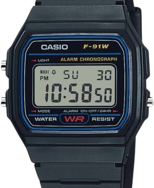 Casio F91W Series | Digital Watch | Water Resistant | LED Light | 1/100 SEC Stopwatch | Regular Time Keeping (HR, Min, SEC, PM, Date, Day) | Daily Alarm | Lightweight | 7 Year Battery