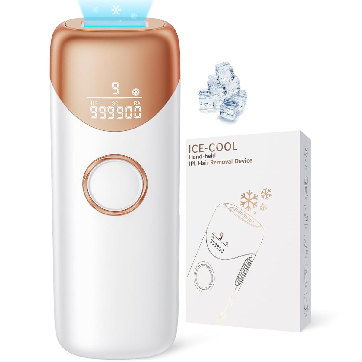 Laser Hair Removal with 5 Ice Cooling, Painless IPL Laser Hair Removal Device 3 In 1 Ubroo At Home Hair Remover Machine for Women Men Electrolysis Permanent Epilator on Face Body Depilation (Gold) - Image 1