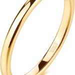 TRUMIUM 2mm 4mm 6mm 8mm Tungsten Wedding Band Ring for Men Women Gold/Rose Gold/Silver Domed High Polish Comfort Fit 4-15