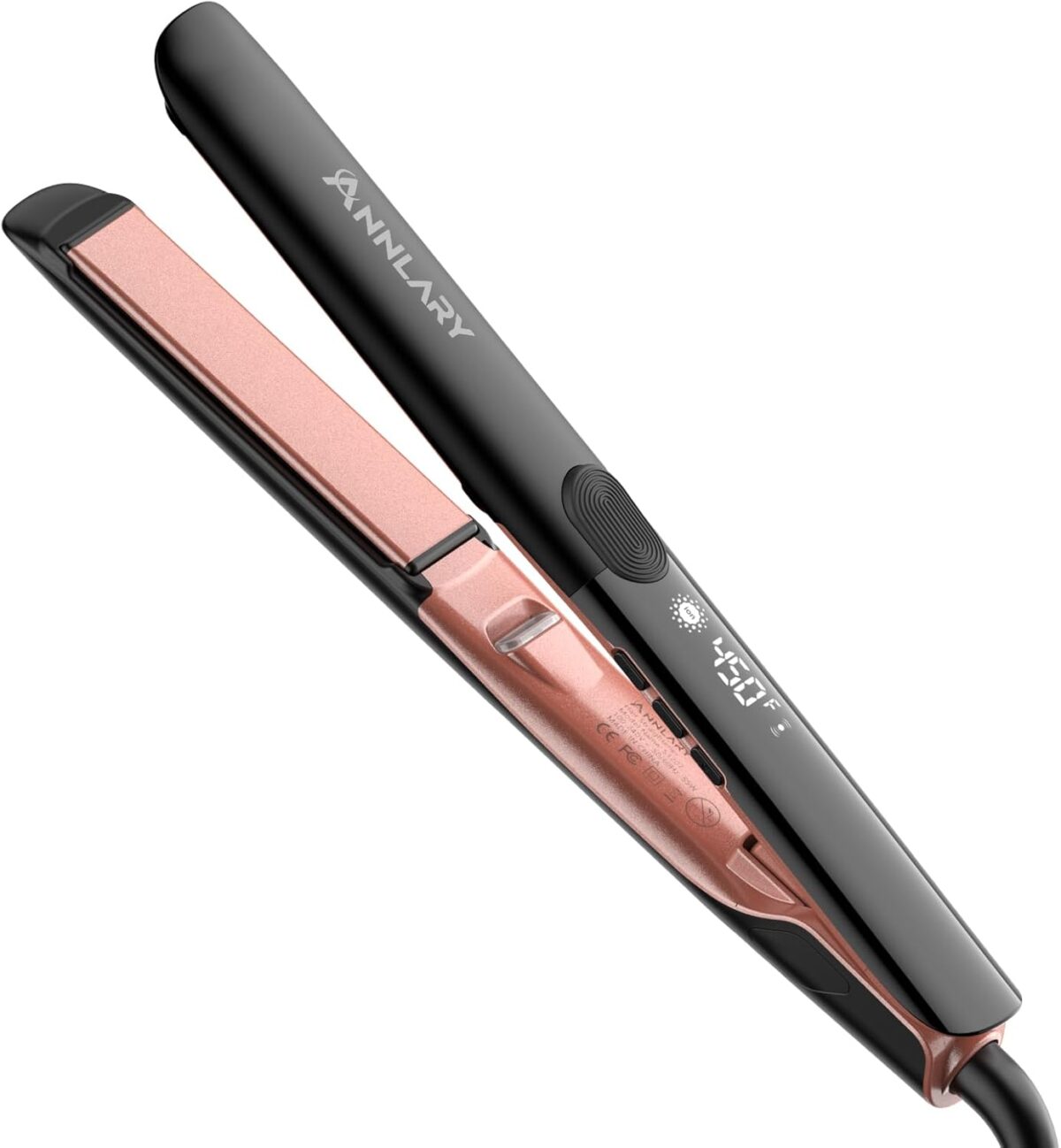 Hair Straightener, 1 Inch Flat Iron Straightener and Curler 2 in 1, Titanium Ceramic Ionic Dual Voltage Straightener with Anti-Iron Silicone for Less Frizz, Shinier & Smoother Hair - Image 1