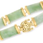 Ross-Simons Jade Good Fortune Bracelet in 18kt Gold Over Sterling