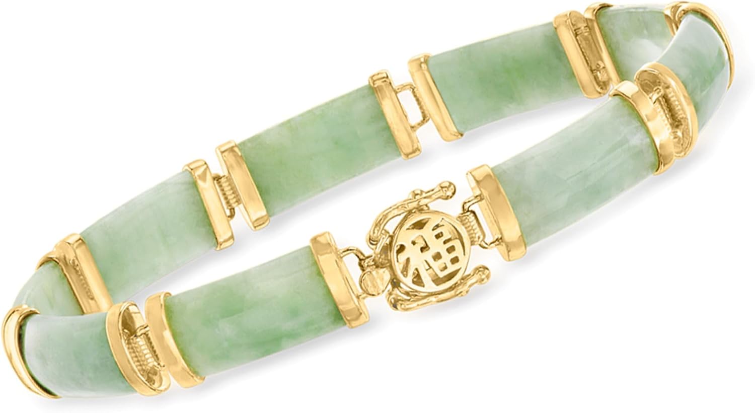 61K65zBkjbL. AC SL1500 .jpg Ross-Simons Jade Good Fortune Bracelet in 18kt Gold Over Sterling - Image 1