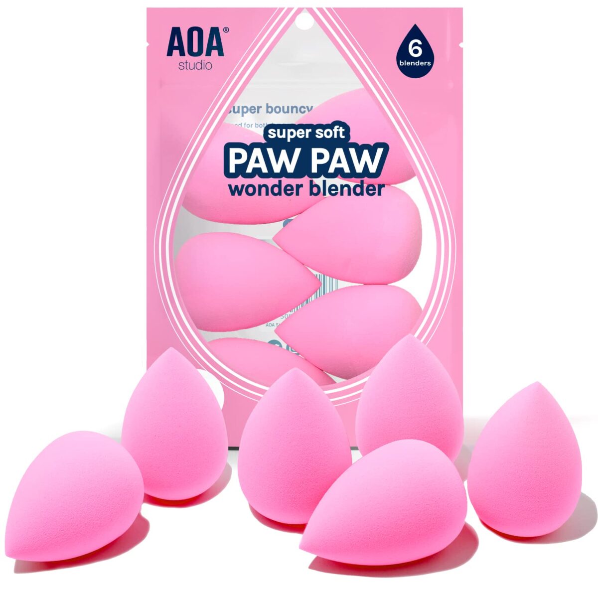 AOA Studio Collection makeup Sponge Set Latex Free and High-definition Set of 6 makeup Wonder blender For Powder Cream and Liquid, Super Soft Wonder Beauty Cosmetic - Image 1