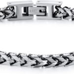 Mens Bracelet - Stainless Steel Fold Over Clasp Franco Chain Bracelets for Men Jewelry Gifts for Dad Grandpa Husband