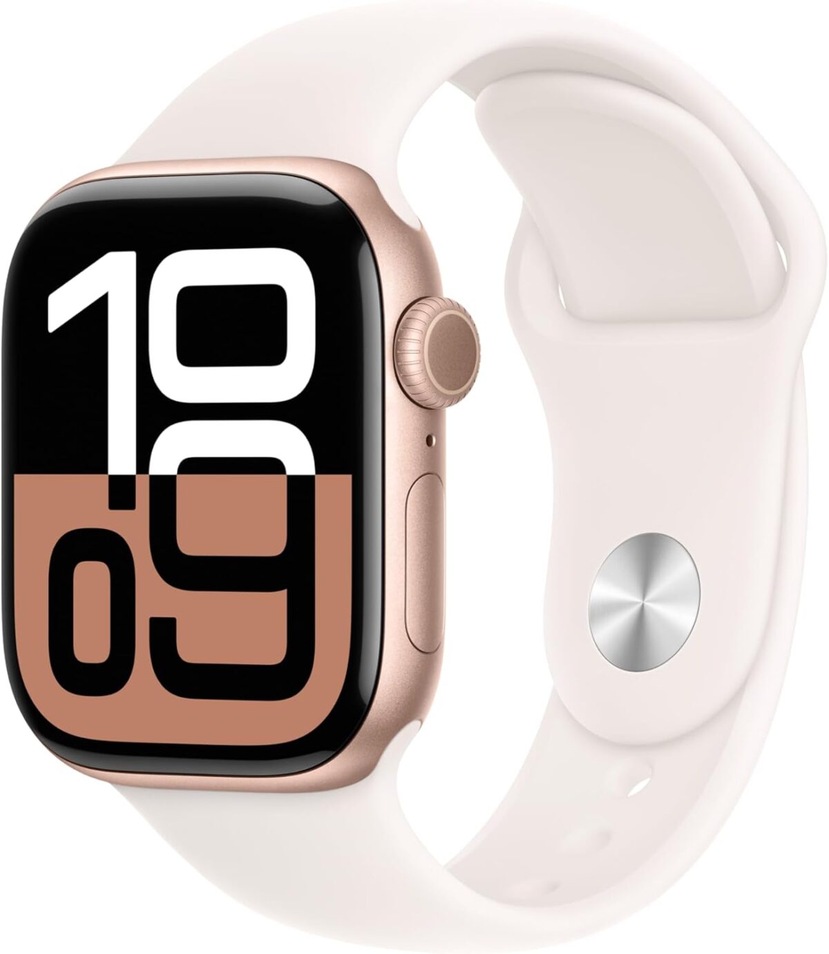 Apple Watch Series 10 [GPS 42mm case] Smartwatch with Rose Gold Aluminium Case with Light Blush Sport Band - S/M. Fitness Tracker, ECG App, Always-On Retina Display, Water Resistant - Image 1