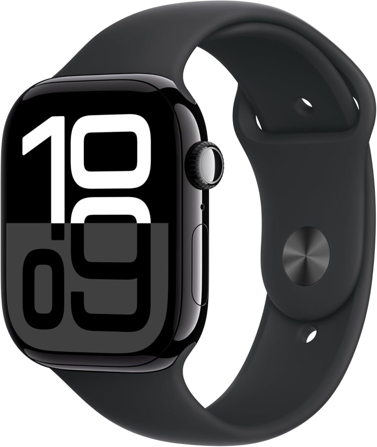 Apple Watch Series 10 [GPS 46mm case] Smartwatch with Jet Black Aluminium Case with Black Sport Band - M/L. Fitness Tracker, ECG App, Always-On Retina Display, Water Resistant - Image 1
