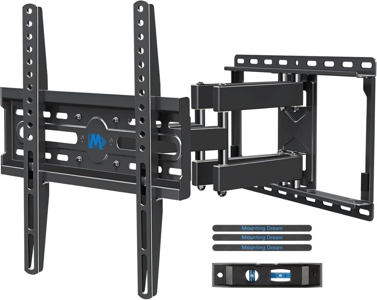 Mounting Dream TV Wall Mount for 32-65 Inch TV, TV Mount with Swivel and Tilt, Full Motion TV Bracket with Articulating Dual Arms, Fits 16inch Studs, Max VESA 400X400 mm, 99lbs, MD2380 - Image 1