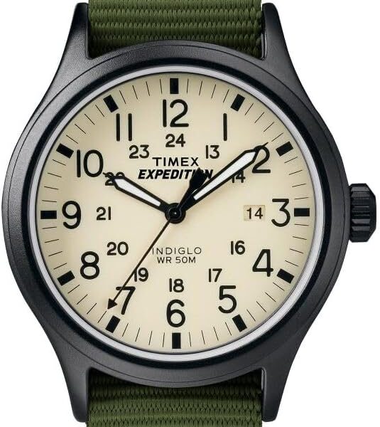 Timex Expedition Scout 40mm Mens Analog Watch | INDIGLO Backlight and Luminous Hands | Durable Comfortable Adjustable Strap | 24 Hour Time | Rugged Outdoor Watch | 50M Water Resistance