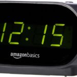 Amazon Basics Small Digital Oval Alarm Clock With LED Display, Nightlight & Battery Backup, Black, 4.5 x 3.5 x 2.4 Inches