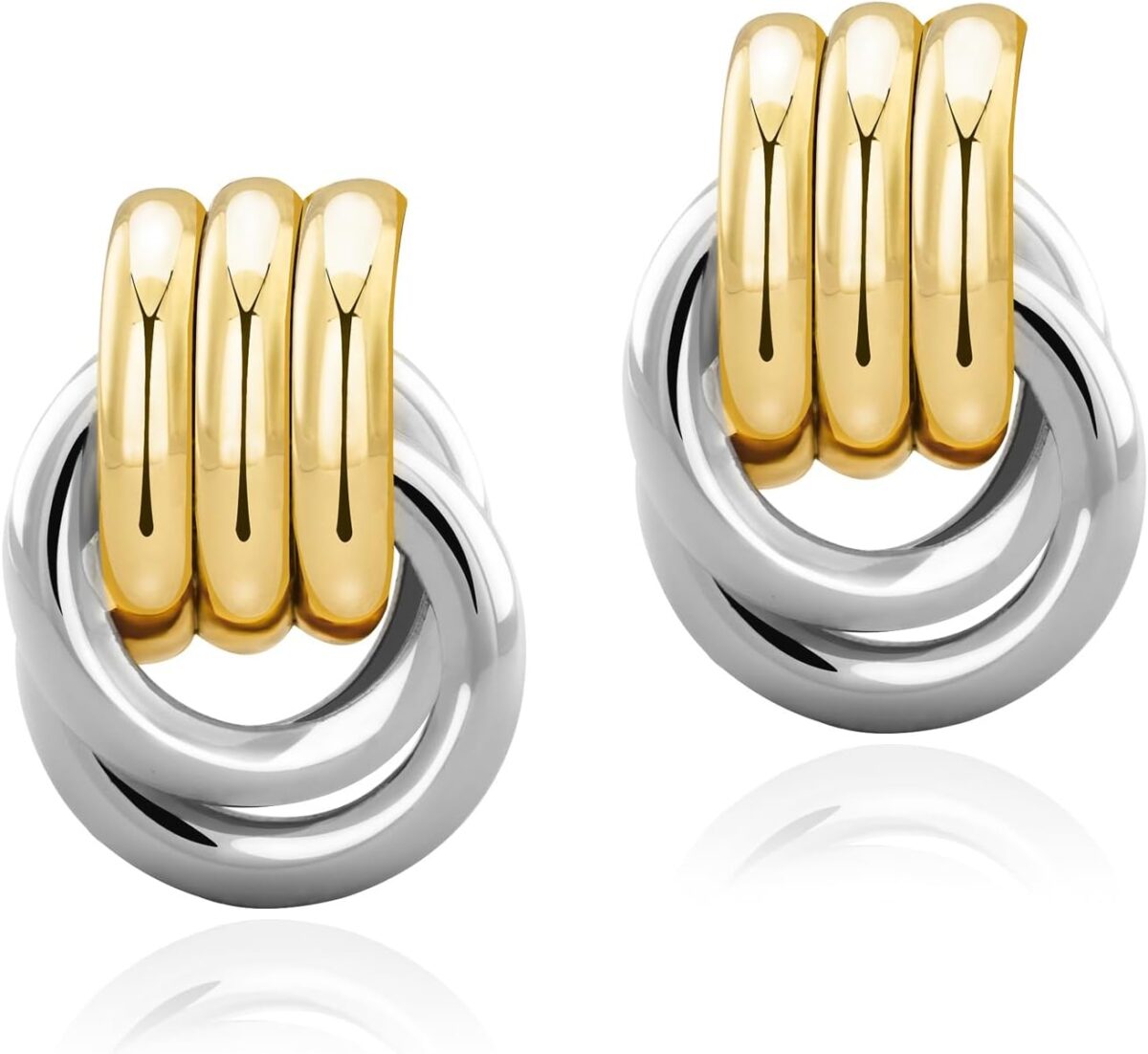 Chunky Gold Knot Earrings Statement Earrings for Women Gold Plated Dupes Geometric Dangle Earrings Hypoallergenic Fashion Trendy Jewelry Gifts - Image 1