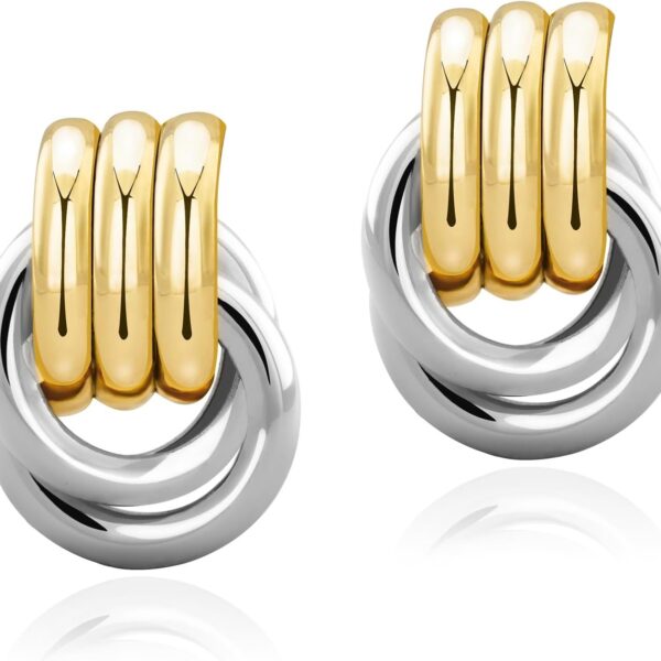 Chunky Gold Knot Earrings Statement Earrings for Women Gold Plated Dupes Geometric Dangle Earrings Hypoallergenic Fashion Trendy Jewelry Gifts