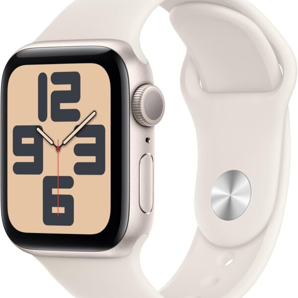 Apple Watch SE (2nd Gen) [GPS 40mm] Smartwatch with Starlight Aluminum Case with Starlight Sport Band S/M. Fitness and Sleep Trackers, Crash Detection, Heart Rate Monitor, Retina Display