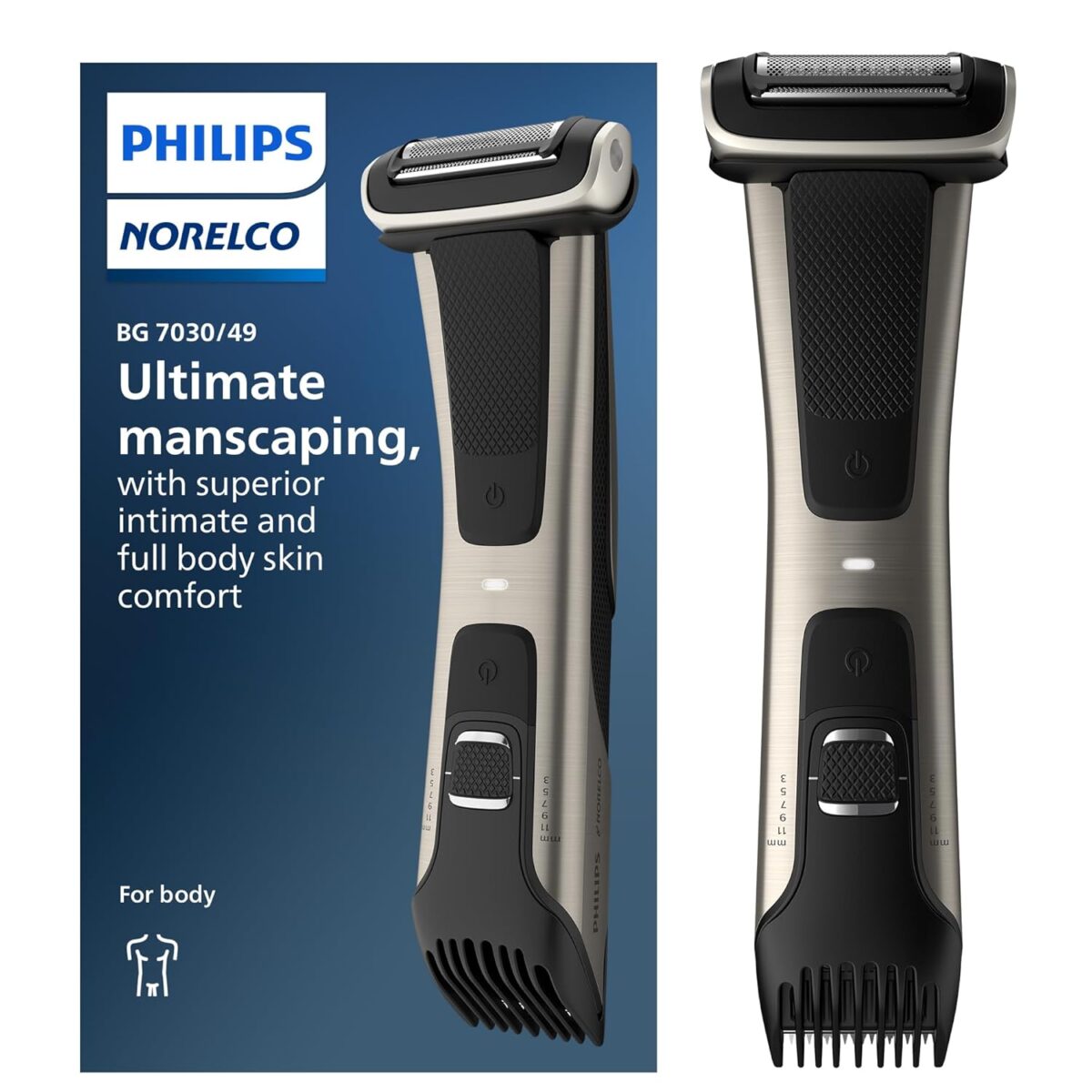 Philips Norelco Bodygroom 7000 Series, Showerproof Groin and Body Trimmer for Men, Precise Body Grooming, Adjustable Comb, Safe Even Below The Belt, 80 Min. Runtime, Model BG7030/49 - Image 1