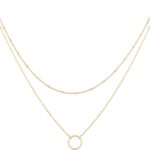 MEVECCO Layered Heart Necklace Pendant Handmade 18k Gold Plated Dainty Gold Choker Arrow Bar Layering Long Necklace for Women