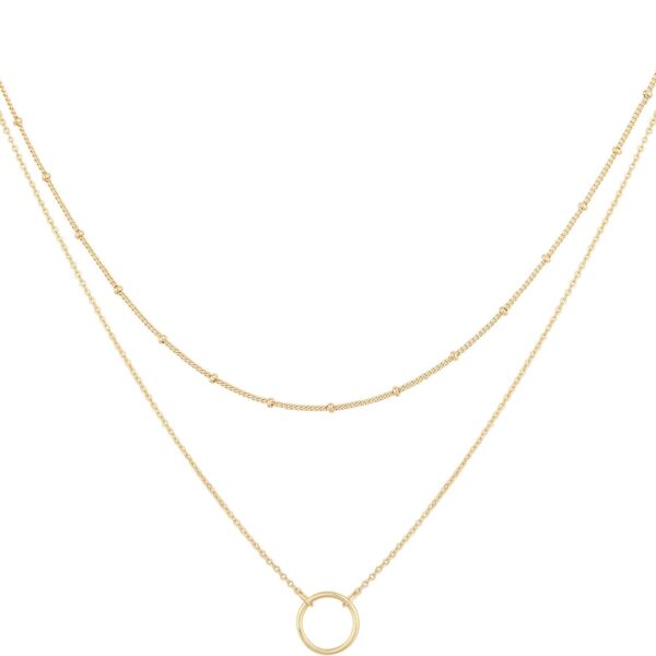 MEVECCO Layered Heart Necklace Pendant Handmade 18k Gold Plated Dainty Gold Choker Arrow Bar Layering Long Necklace for Women