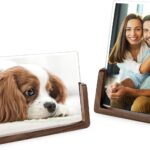 Mixoo 4x6 Wood Photo Picture Frame 2 Pack - Rustic Wooden Picture Frame with Walnut Wood Base and High Definition Break Free Acrylic Covers for Tabletop or Desktop Display (Horizontal + Vertical)