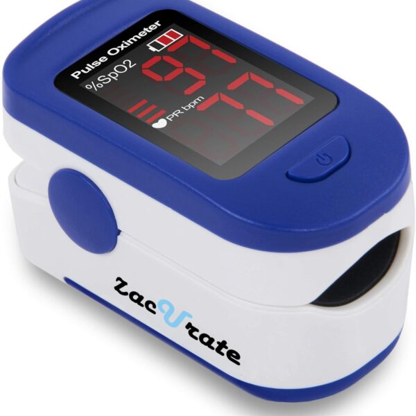 Zacurate 500BL Fingertip Pulse Oximeter Blood Oxygen Saturation Monitor with Batteries Included (Navy Blue)
