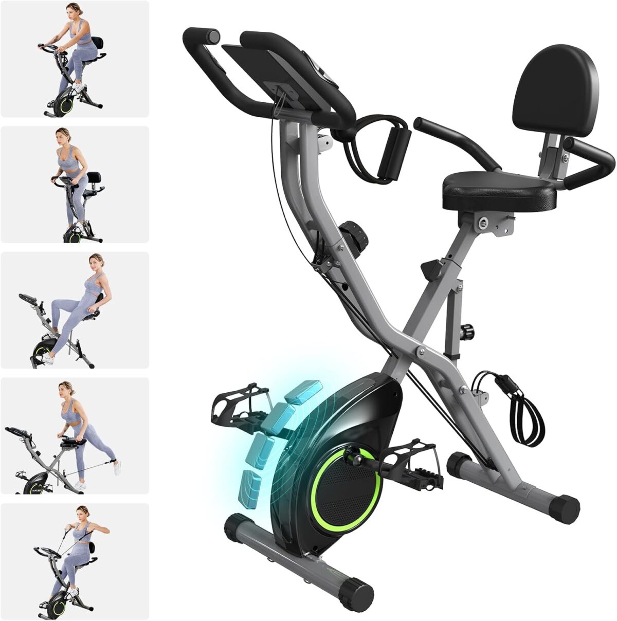 Foldable Exercise Bike Stationary Bikes for Home, 5 IN 1 Indoor Workout Bike, Cycling Bike with 16-Level Quiet Magnetic Resistance, 6.6 LBS Flywheel and 300LBS Capacity, 2025 Designed 817 X-bike - Image 1