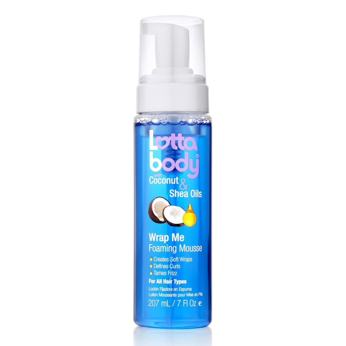 Lottabody Coconut Oil and Shea Wrap Me Foaming Curl Mousse , Creates Soft Wraps, Hair Mousse for Curly Hair, Defines Curls, Anti Frizz, 7 Fl Oz - Image 1