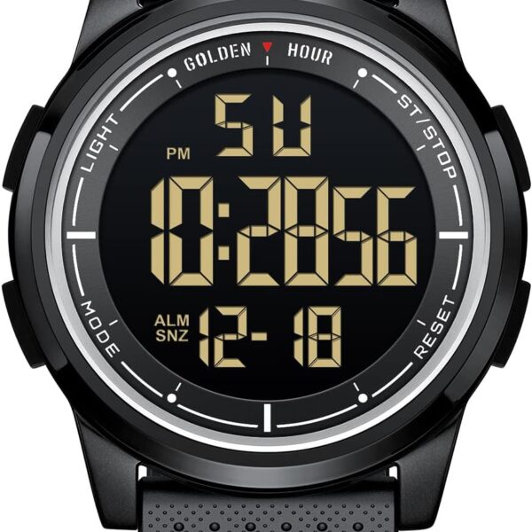 GOLDEN HOUR Ultra-Thin Minimalist Sports Waterproof Digital Watches Men with Wide-Angle Display Rubber Strap Wrist Watch for Men Women