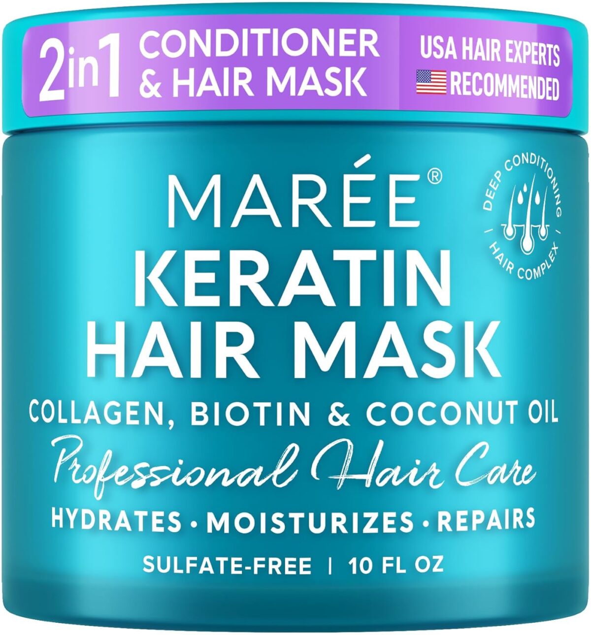 MAREE Hair Mask for Damaged Hair - Keratin Treatment Conditioner - Extremely Deep Conditioning Mask, Hydrating & Repairing, Keratina Mascarilla Para el Cabello - Image 1