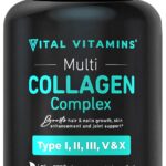 Vital Vitamins Multi Collagen for Women & Men - Type I, II, III, V, X - Grass Fed, Non-GMO - 150 Capsules