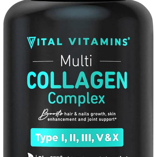 Vital Vitamins Multi Collagen for Women & Men - Type I, II, III, V, X - Grass Fed, Non-GMO - 150 Capsules