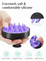 HEETA Shampoo Scalp Brush Massager Hair Growth, Scalp Scrubber with Soft Silicone Bristles for Hair Growth & Dandruff Removal, Hair Brush for Scalp Exfoliator, Black - Image 3