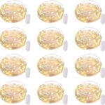 Brightown 12 Pack LED Fairy Lights Battery Operated String Lights - 7ft 20LED Waterproof Silver Wire Firefly Starry Moon Lights for DIY Crafts Wedding Table Centerpieces Party Bedroom Christmas