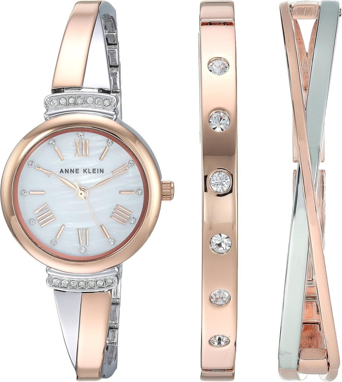 Anne Klein Women's Premium Crystal Accented Bangle Watch Set, AK/2245 - Image 1