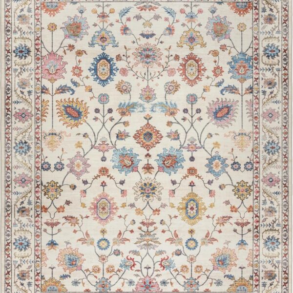 Gertmenian Indoor Boho Area Rug - 8x10 Large, Non Slip, Super Strong, Ideal for High Traffic Areas in Bedroom, Living Room, Kitchen - Cullen, Cream/Multi, 28548
