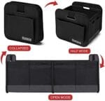 Homeve Car Trunk Organizer, Car Storage, Reinforced Handles, Collapsible Multi-Compartment Car Organizers, Foldable and Waterproof, 600D Oxford Polyester, Suitable for Any Car, SUV, Mini-Van, Black