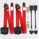 WIDES 2 Set Universal Adjustable Retractable Lap Suitable for Modification Belts Kit for Go Kart,Club Golf Cart,Van,UTV,VR, Buggies, Minivan,Pickup and Truck (red)