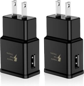 Adaptive Fast Charging Block USB Wall Charger Adapter Fits Samsung Galaxy S25/S24/S23/S22/S22 Ultra/S21/S20/S10/S9/S8/S7/Edge/Note 10 Quick Charge, Android Phone Travel Plug (2 Pack)