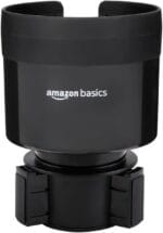 Amazon Basics Car Cup Holder Expander with Adjustable Base, Fits Large Bottles 3.4 to 3.8 in Diameter, Securely Holds Yeti, Hydro Flask and More, Black