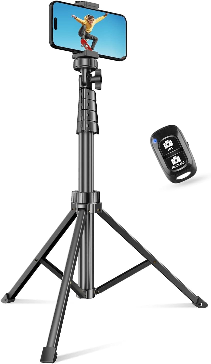 SENSYNE 62" Phone Tripod & Selfie Stick, Extendable Cell Phone Tripod Stand With Wireless Remote And Phone Holder, Compatible With IPhone Android Phone, Camera SENSYNE 62" Phone Tripod & Selfie Stick, Extendable Cell Phone Tripod Stand with Wireless Remote and Phone Holder, Compatible with iPhone Android Phone, Camera