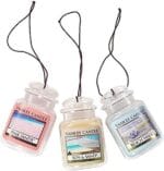 Yankee Candle Hanging Car Jar Ultimate 3-Pack Air Fresheners, Neutralizes Odors Up to 30 Days, Includes: Beach Walk, Pink Sands, and Sun and Sand (Pack of 3)