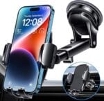 Car Phone Holder Mount, [Enhanced Adhesion Base] 3 in 1 Universal Car Phone Mount for Car Vent Windshield Cell Phone Car Mount Hands-Free Dashboard Phone Holder for iPhone Android All Smartphones