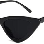 livho Retro Vintage Narrow Cat Eye Sunglasses for Women Clout Goggles Plastic Frame (Black Grey)