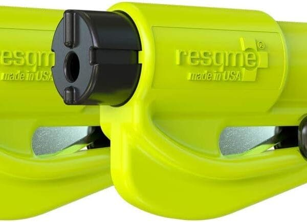 Resqme Pack of 2, The Original Emergency Keychain Car Escape Tool, 2-in-1 Seatbelt Cutter and Window Breaker, Made in USA, Safety Yellow