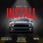 Cowles Custom – Enhanced 18ft Chrome U-Channel Edge Guard Trim, 18feet Rubber Bumper Protector accessory, Door Guard for Cars, Trucks, SUV, ATV, Boats