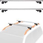 Amazon Basics Cross Rail Roof Rack, 52 inches, Fits up to 46" Spans between Raised Side Rails with Gap, Pack of 2, Black/Silver