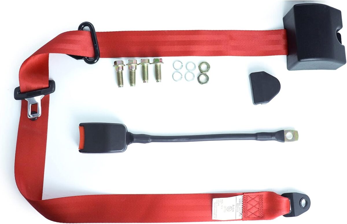 WIDES 2 Set Universal Adjustable Retractable Lap Suitable for Modification Belts Kit for Go Kart,Club Golf Cart,Van,UTV,VR, Buggies, Minivan,Pickup and Truck (red)