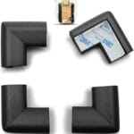 Roving Cove Corner Protector for Baby (4 Large Corners) - Hefty-Fit Heavy-Duty Soft Rubber Foam Furniture Corner Bumper Guards, 3M Adhesive Pre-Taped, Onyx Black