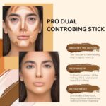 4 Colors Cream Contour Sticks Makeup Kit, Primer Face Highlighter Contouring for Beginners, Highlight and Contour Kit, Cream Concealer Makeup Blur Stick, Primer Face Corrector 1#,3#