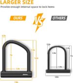 NDakter Bike Locks Heavy Duty Anti Theft 18mm Thick, Motorcycle U Lock with 4FT/120cm x 6mm Chain for Scooter, 3Keys Large U-Shaped Motorcycle Wheel Lock for Ebike, Moped, Fat-Tire,Tribike